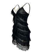 Sexy V-Neck Pearl Metal Chain Mesh Ruffle Nightdress
