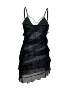 Sexy V-Neck Pearl Metal Chain Mesh Ruffle Nightdress