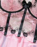 Sexy Sheer Mesh Printed Lace Push-Up Spaghetti Strap Lingerie