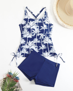 Printed Bodycon Backless Drawstring Slim-Fit Two-Piece Swimsuit
