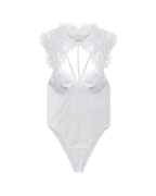 Sexy Scoop Neck Lace Shapewear Bodysuit