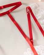 Maid-Inspired Sheer Lace Halter Lingerie Set