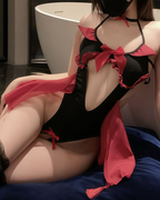 Sexy Little Devil Cutout Lingerie Bodysuit with Fishnet Stockings