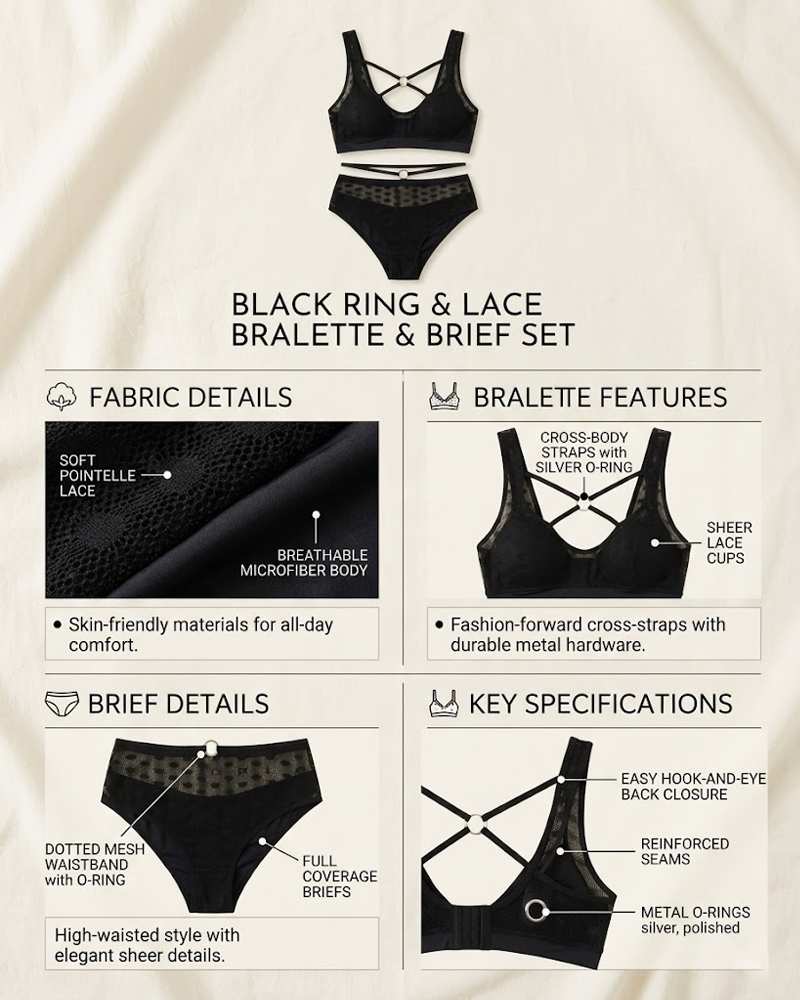 Plus Size Strappy Polka Dot Mesh Cutout Lingerie Set