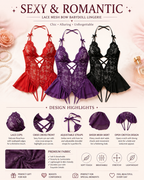 Sheer Lace Halter Cut-Out Crotchless Bodysuit
