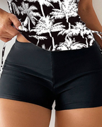 Printed Bodycon Backless Drawstring Slim-Fit Two-Piece Swimsuit