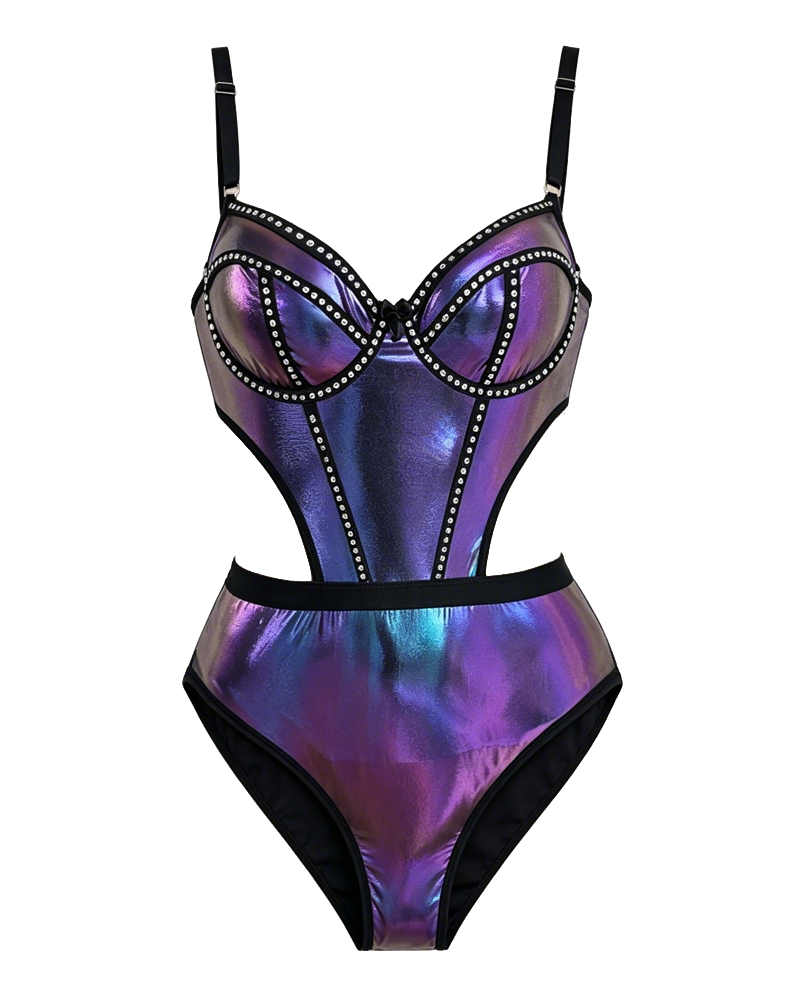 Sexy Holographic Leather Bodysuit