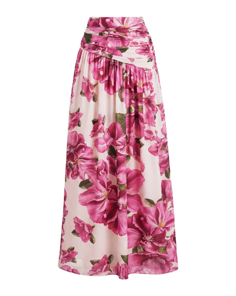 Elegant Pink Floral Printed Swimsuit Set