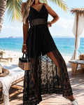 Sexy Lace Bodysuit Romper with Sheer Cape