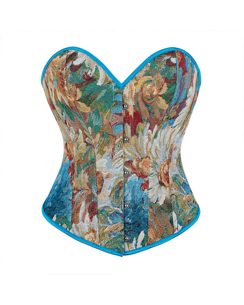 Monet Oil Painting Vintage Fishbone Corset Tight Gather Court Shaping Top