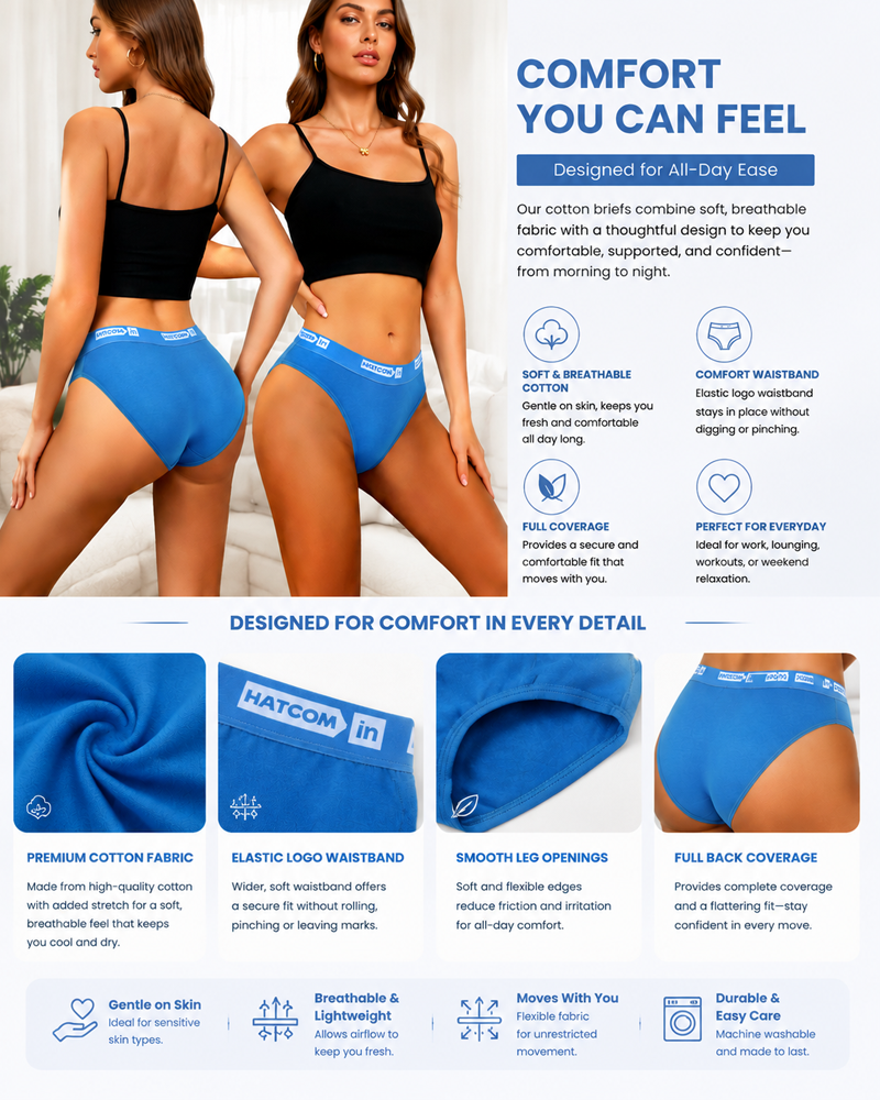 Cotton Antibacterial Crotch Women's Briefs