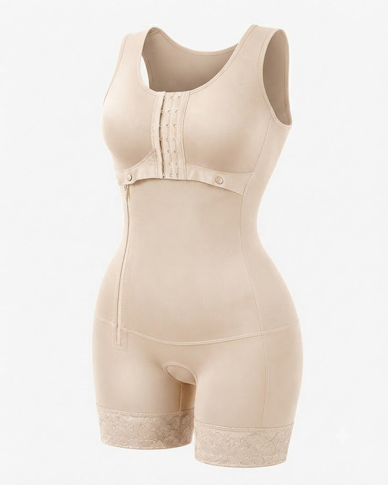 Full-Body Shapewear with Bust Support, Tummy Control & Side Zipper