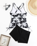 Printed Bodycon Backless Drawstring Slim-Fit Two-Piece Swimsuit
