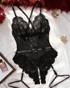 Sexy Lace Heart Buckle Bodysuit Lingerie