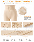 High Waist Tummy Control Hook-eye Hip-enhancing Shaping Shorts