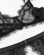 Sexy Eyelash Lace Cutout Lingerie Set