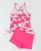 Printed Bodycon Backless Drawstring Slim-Fit Two-Piece Swimsuit