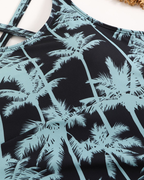 Printed Bodycon Backless Drawstring Slim-Fit Two-Piece Swimsuit