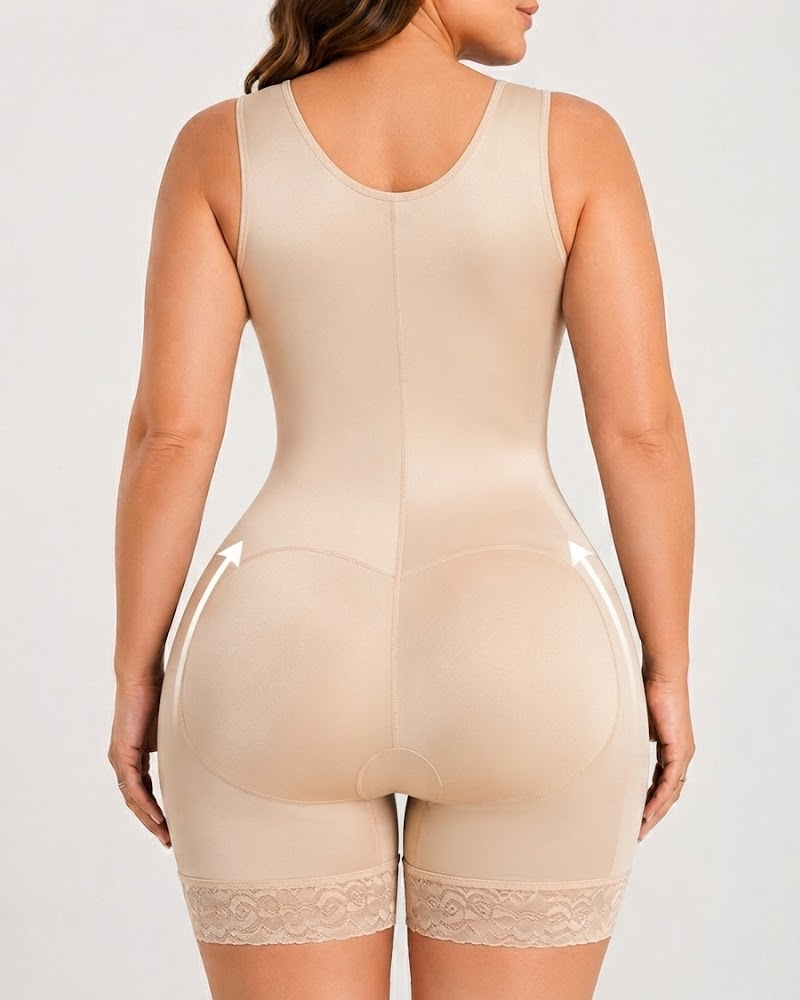 Full-Body Shapewear with Bust Support, Tummy Control & Side Zipper