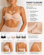 Comfort Front Closure Wireless Bra with Adjustable Thin Straps