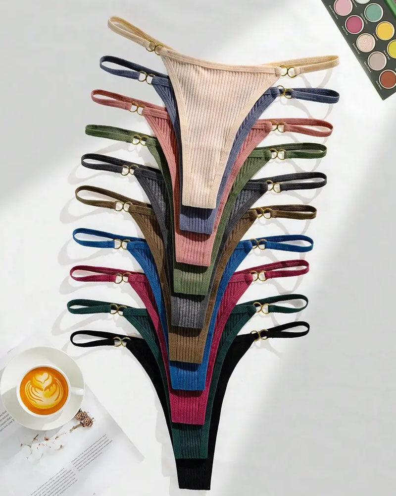 Cotton Threaded T-Pants Women's Low Waist Hip Lifting Fitness High Fork Fashionable Thong