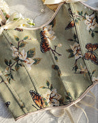 French Style Bow Lace-Up Floral Sexy Body Shaper Women's Sling Printed Slim-Fit Vest Corset