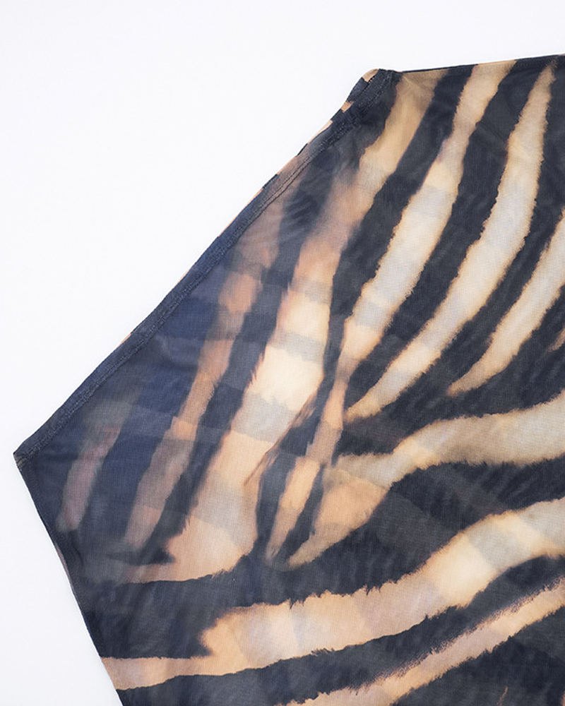 Sexy Claw Print One-Shoulder Top with Cape & Bodycon Skirt Set