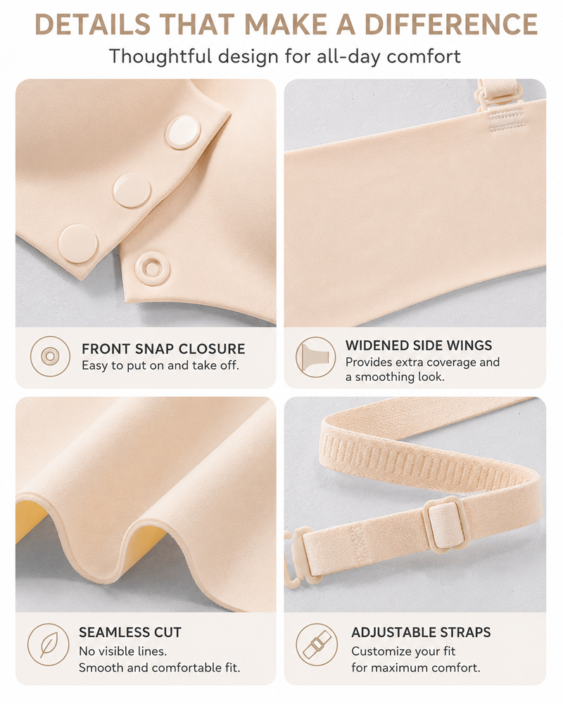 Comfort Front Closure Wireless Bra with Adjustable Thin Straps