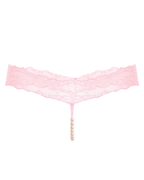 Pearl Decor See-Through Lace Thong