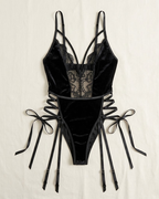 Sexy Deep V Lace Open-Crotch Bodysuit