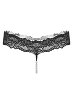 Pearl Decor See-Through Lace Thong