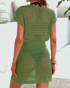 Beach Cover-Up Hollow-Out Crochet Knit Dress