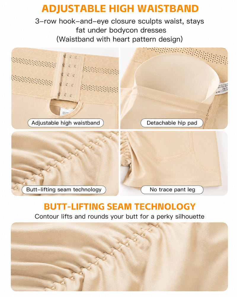 High Waist Tummy Control Hook-eye Hip-enhancing Shaping Shorts