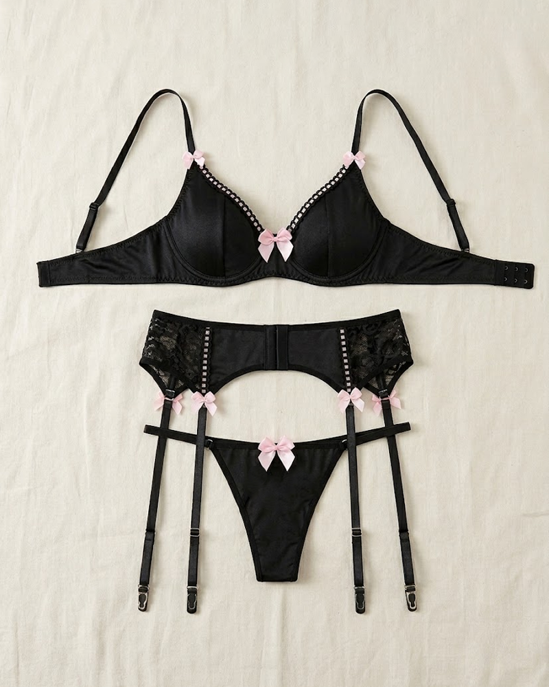 Sexy Bowknot Milk Silk Lingerie Set