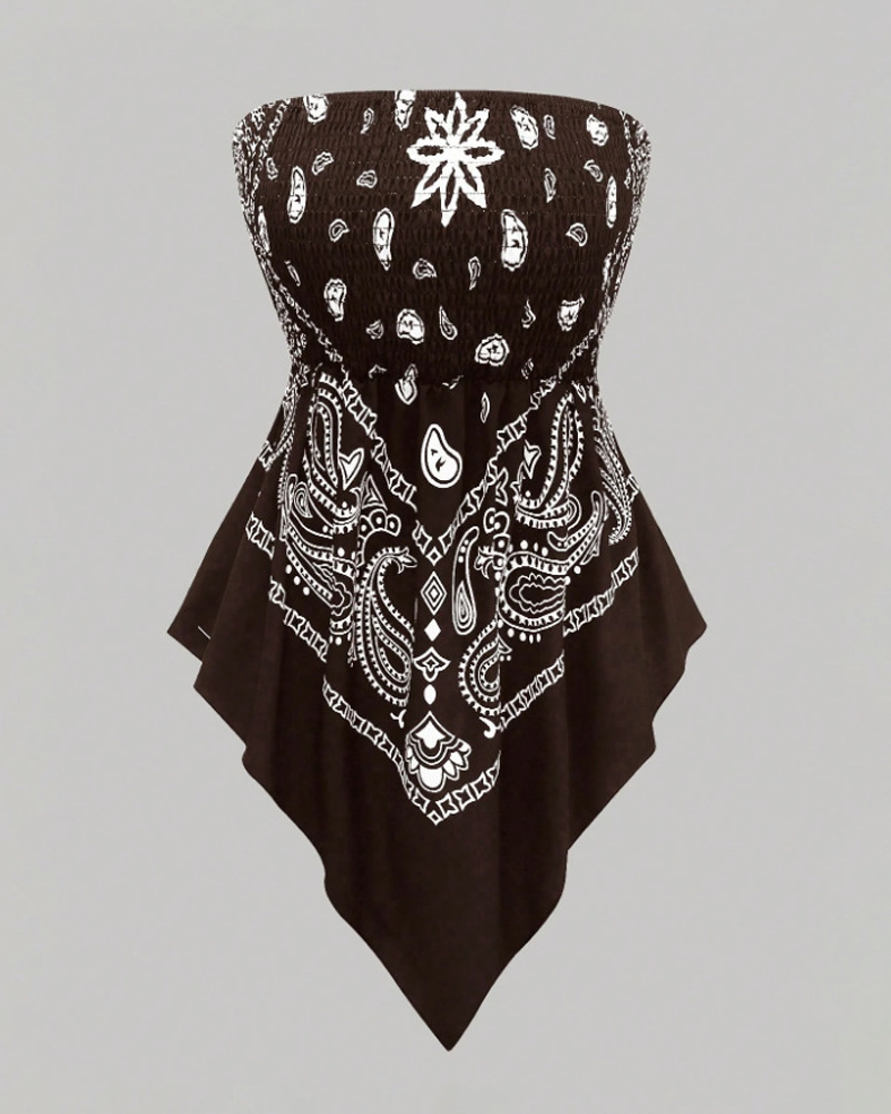 Bohemian Printed Vacation Floral Strapless Tube Top