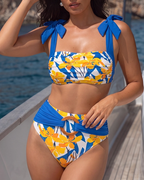 Iris Print Cut-out Swimsuit set