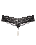 Pearl Decor See-Through Lace Thong