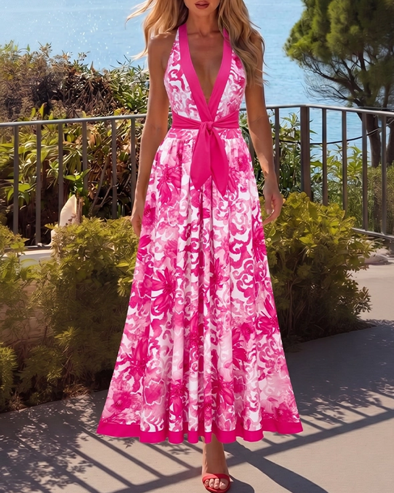 Sexy Cut-Out Floral Print Swimsuit Set