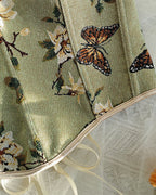 French Style Bow Lace-Up Floral Sexy Body Shaper Women's Sling Printed Slim-Fit Vest Corset