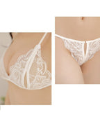 Open Crotch Three-point Two-piece Sexy Lace Underwear Women's Sexy Passion Thong