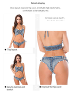 Women’s Sexy Denim Lace-Up Front Bikini Set