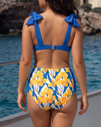 Iris Print Cut-out Swimsuit set