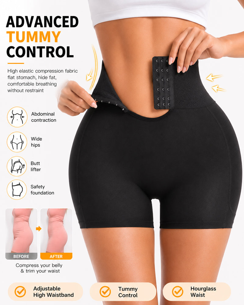 High Waist Tummy Control Hook-eye Hip-enhancing Shaping Shorts