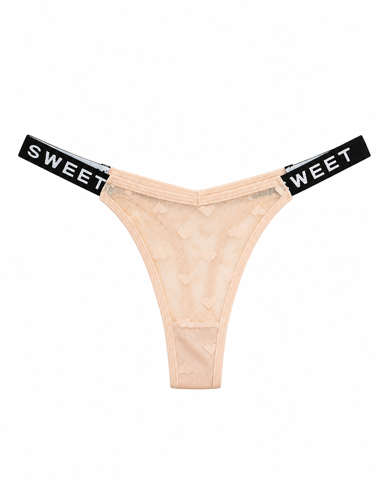 Sexy Heart Lace Thong Panties 3-Pack