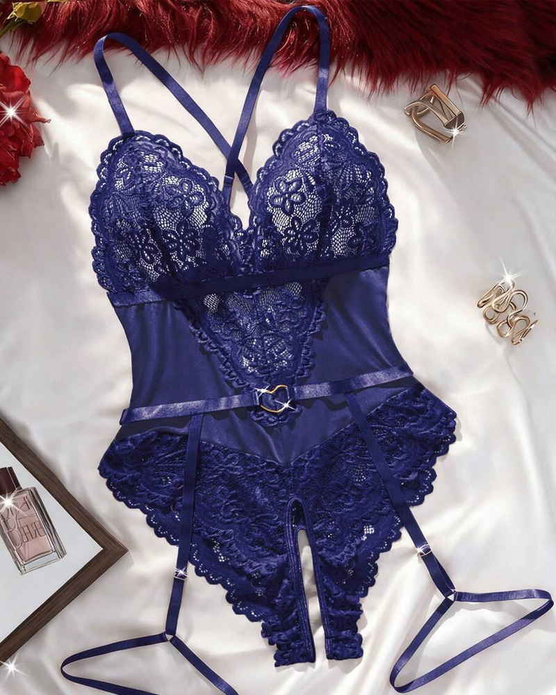 Sexy Lace Heart Buckle Bodysuit Lingerie