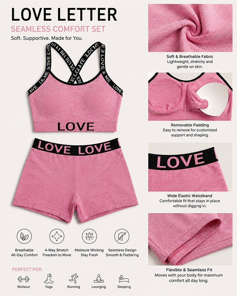 Casual Seamless Comfortable Letter Colorblock Underwear Set