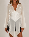 Casual Sheer Chiffon Corset Shirt