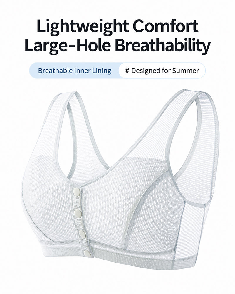 Front Closure Ultra-thin Breathable Mesh Seamless Wire-free Vest Bra