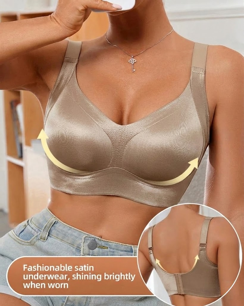 Women's Solid Color Adjustable Wire-Free Seamless Push-Up Breathable Bra