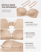 Double Front Closure Strapless Seamless Wire-free Push-up Bra